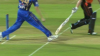 M11: SRH vs RR – Ojha survives after Faulkner oversteps