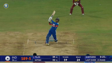 IND vs WI 2026, 4th T20I: Tilak Varma Six
