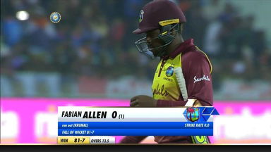 IND vs WI 2018, 2nd T20I: Fabian Allen Wicket