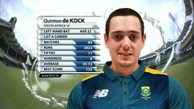 India 'A' vs SA 'A' - 6th ODI : Quinton de Kock - 113 (86)