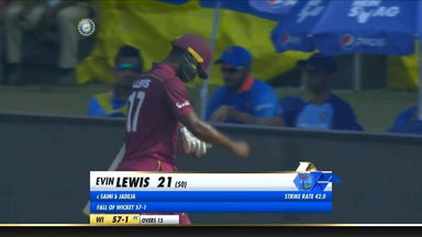 IND vs WI 2019, 3rd ODI: Evin Lewis Wicket