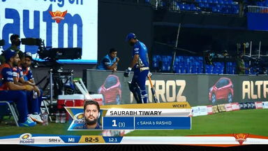 M56: SRH vs MI – Saurabh Tiwary Wicket