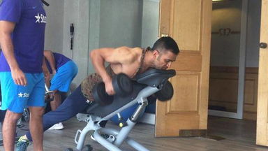 India's tour of Zimbabwe - MS Dhoni's work out at the Gym