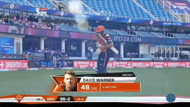 M26: SRH vs RR – David Warner Wicket