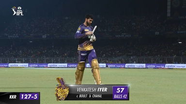M56: KKR vs RR – Venkatesh Iyer Wicket