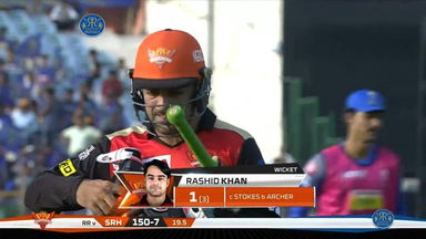 M28: RR vs SRH –  Rashid Khan Wicket