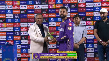 IPL 2025 M06: RR vs KKR - TATA IPL Green Dot Balls of the Match - Varun Chakaravarthy