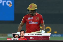 M45: KKR vs PBKS – Mayank Agarwal Wicket