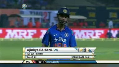 1ST ODI: IND vs WI – Ajinkya Rahane Wicket