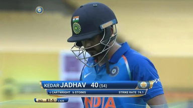 IND vs AUS 2017, 1st ODI: Kedar Jadhav Wicket