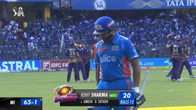 M22: MI vs KKR –  Rohit Sharma Wicket