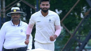 Kumar Kartikeya Singh's double-wicket first-over maiden