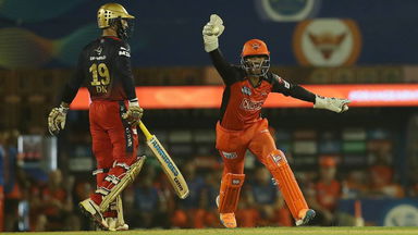 Nicky P's sharp catch down the leg-side. RCB lose DK