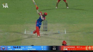 IPL 2025 M46: DC vs RCB - Abishek Porel Six