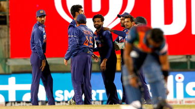 Venkatesh Iyer catches a skier