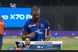 Q2: KKR vs DC – Shikhar Dhawan Wicket