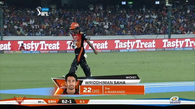 M07: SRH vs MI – Wriddhiman Saha Wicket