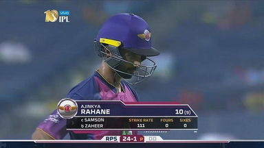 M9: RPS vs DD – Ajinkya Rahane Wicket
