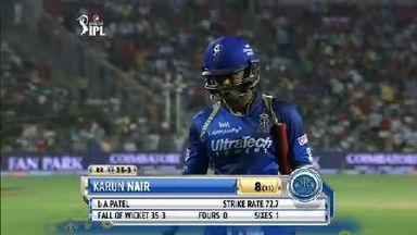 M3: KXIP vs RR – Karun Nair Wicket