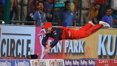 Full marks for the effort: Jacob Bethell's flying attempt