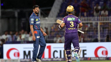 Delightful strokes: Rahane goes 6,6,4 vs Avesh Khan