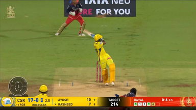 IPL 2025 M52: RCB vs CSK - Shaik Rasheed Six