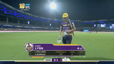 Q2: MI vs KKR – Chris Lynn Wicket