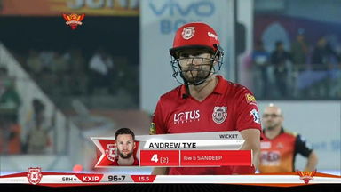 M25: SRH vs KXIP –  Andrew Tye Wicket