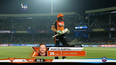 Eliminator: DC vs SRH – Martin Guptill Wicket
