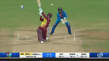 IND vs WI 2018, 3rd T20I: Shimron Hetmyer Six