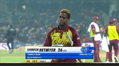 IND vs WI 2018, 3rd T20I: Shimron Hetmyer Wicket