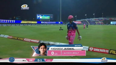 M20: MI vs RR – Yashasvi Jaiswal Wicket