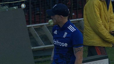OUCH! That would have hurt. Ben Stokes not happy at all