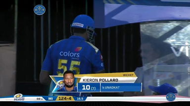 M36: RR vs MI – Kieron Pollard Wicket