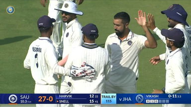Ranji Trophy 2023/24, Saurashtra vs Jharkhand:  Saurashtra 1st Innings Fall of Wickets