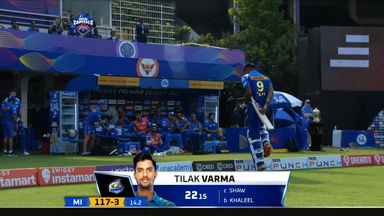 M02: DC vs MI – Tilak Varma Wicket