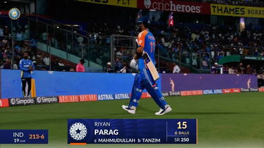 IND vs BAN 2024, 2nd T20I: Riyan Parag Wicket