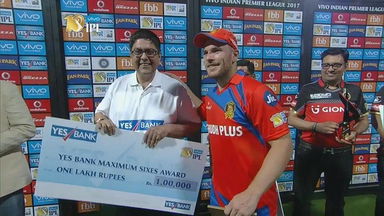 M31: RCB vs GL  – YES Bank Maximum Sixes – Aaron Finch
