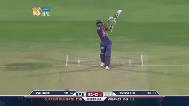 M30: RPS vs KKR – Ajinkya Rahane Six