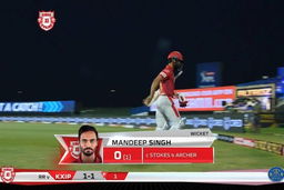 M50: KXIP vs RR – Mandeep Singh Wicket