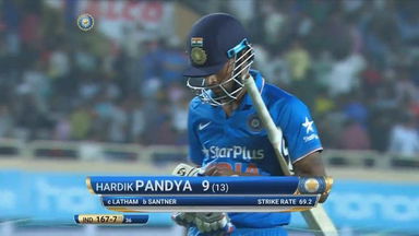 IND vs NZ 2016, 4th ODI: Hardik Pandya  Wicket