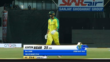 IND vs AUS 2020, 2nd ODI: Ashton Agar Wicket