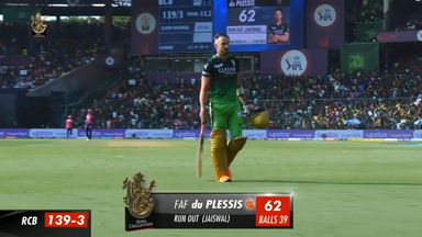 M32: RCB vs RR –  Faf Du Plessis  Wicket