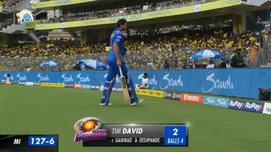 M49: CSK vs MI –  Tim David  Wicket