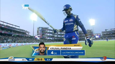 M55: DD vs MI – Krunal Pandya Wicket