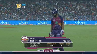 M41: KKR vs RPS  –  Rahul Tripathi Wicket