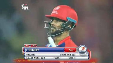 M17: DD vs KKR – JP Duminy Wicket