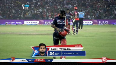 M22: DD vs KXIP – Rahul Tewatia Wicket