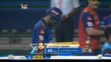 M01: MI vs CSK – Saurabh Tiwary Wicket
