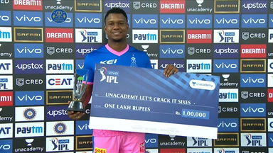 M43: RR vs RCB  – Unacademy Lets Crack It Sixes of the Match – Evin Lewis